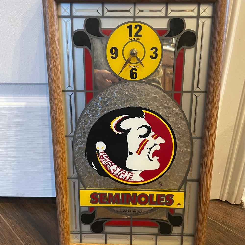Vintage Seminoles Wall Clock with Yellow and Red Accents